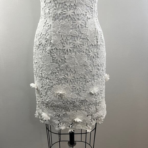 Lilly Pulitzer White Sheath Dress Cotton Floral Lace Scoop Neck Back Zip Size 2 - Picture 4 of 11